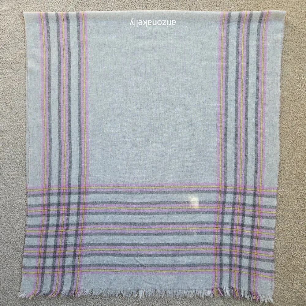 J. Crew Lightweight Wool Grey & Lavender Scarf *TINY TREATED HOLE* - Picture 11 of 14